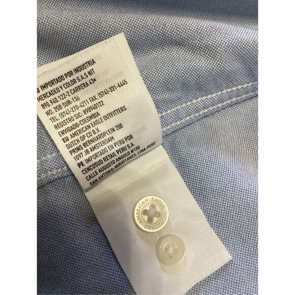 Men’s Classic Fit American Eagle Chambray Blue Dress Shirt LT - Picture 7 of 8